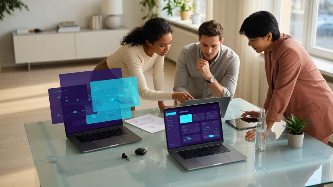 Team collaboration in a modern workspace